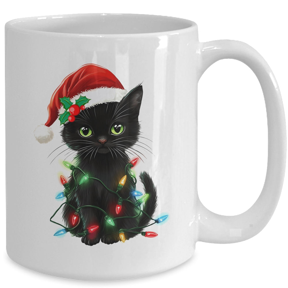 Black Cat Santa Christmas Family Matching Cat Lover Xmas Mug | siriusteestore