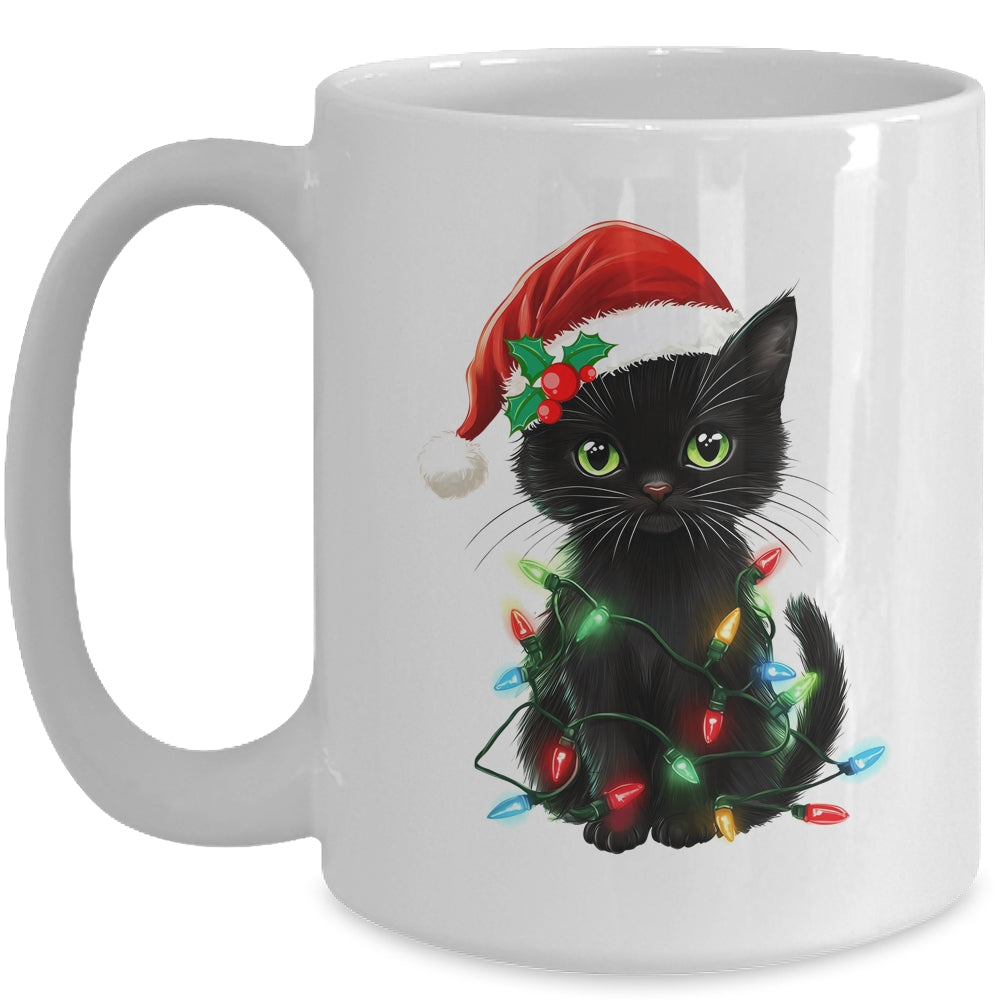 Black Cat Santa Christmas Family Matching Cat Lover Xmas Mug | siriusteestore