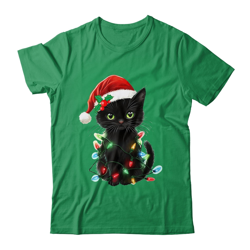 Black Cat Santa Christmas Family Matching Cat Lover Xmas Shirt & Sweatshirt | siriusteestore