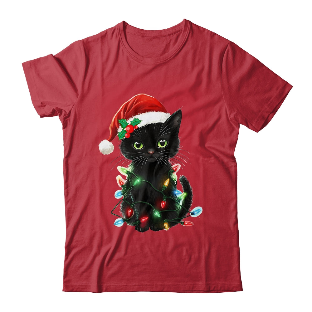 Black Cat Santa Christmas Family Matching Cat Lover Xmas Shirt & Sweatshirt | siriusteestore