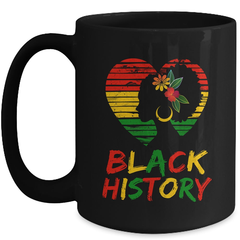 Black History Month African Pride American Heart Women Mug | siriusteestore