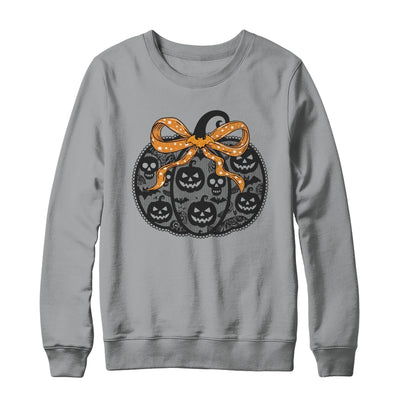 Black Lace Pumpkin Coquette Spooky Pumpkin Halloween Girl Shirt & Sweatshirt | siriusteestore