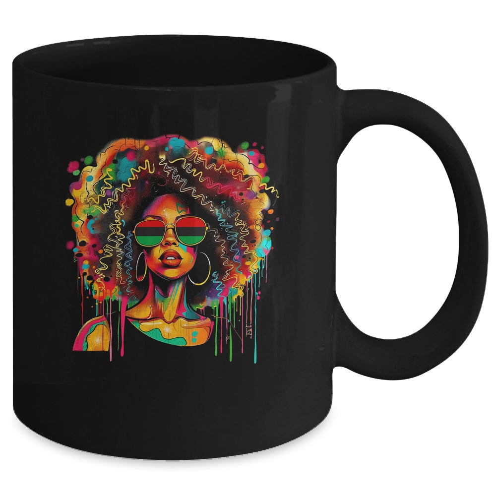 Black Queen Afro Women Girl Melanin Dripping Juneteenth Mug | siriusteestore