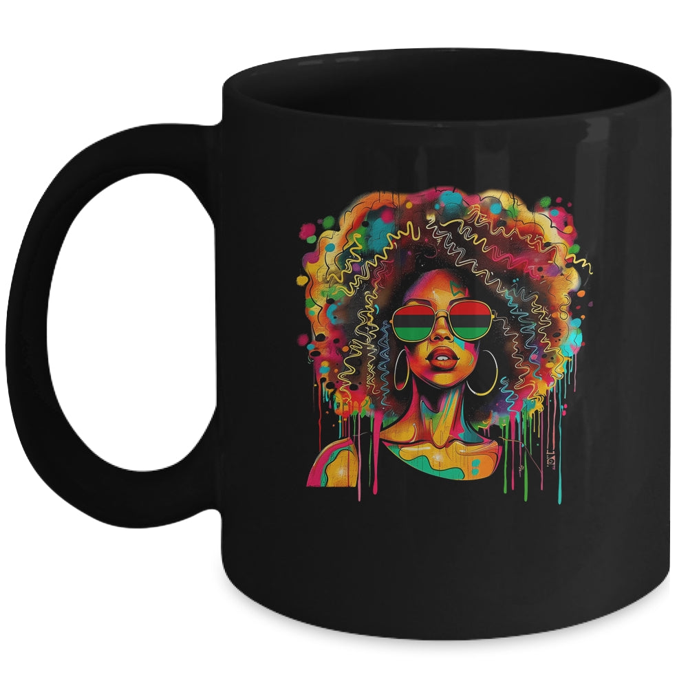 Black Queen Afro Women Girl Melanin Dripping Juneteenth Mug | siriusteestore