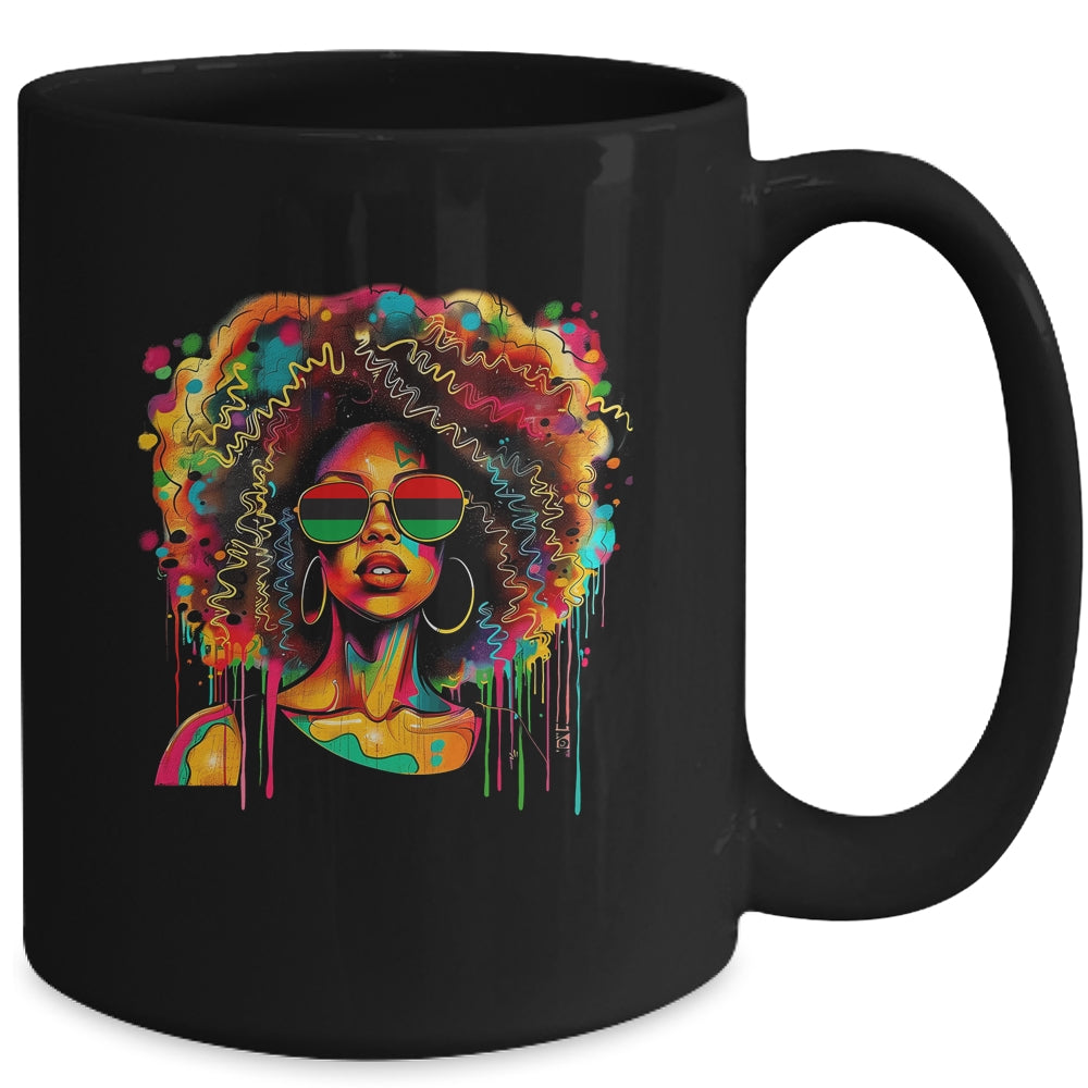 Black Queen Afro Women Girl Melanin Dripping Juneteenth Mug | siriusteestore