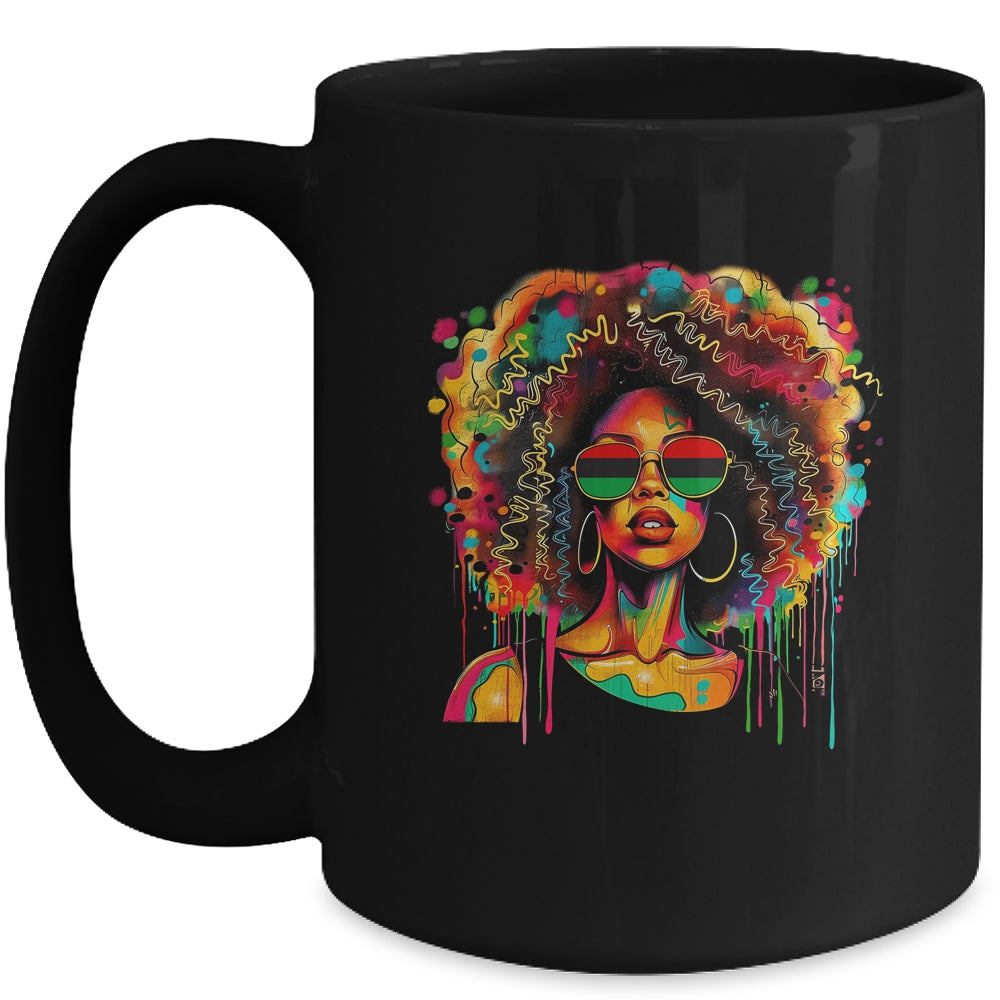 Black Queen Afro Women Girl Melanin Dripping Juneteenth Mug | siriusteestore