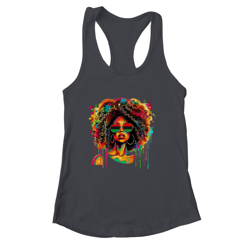 Black Queen Afro Women Girl Melanin Dripping Juneteenth Shirt & Tank Top | siriusteestore