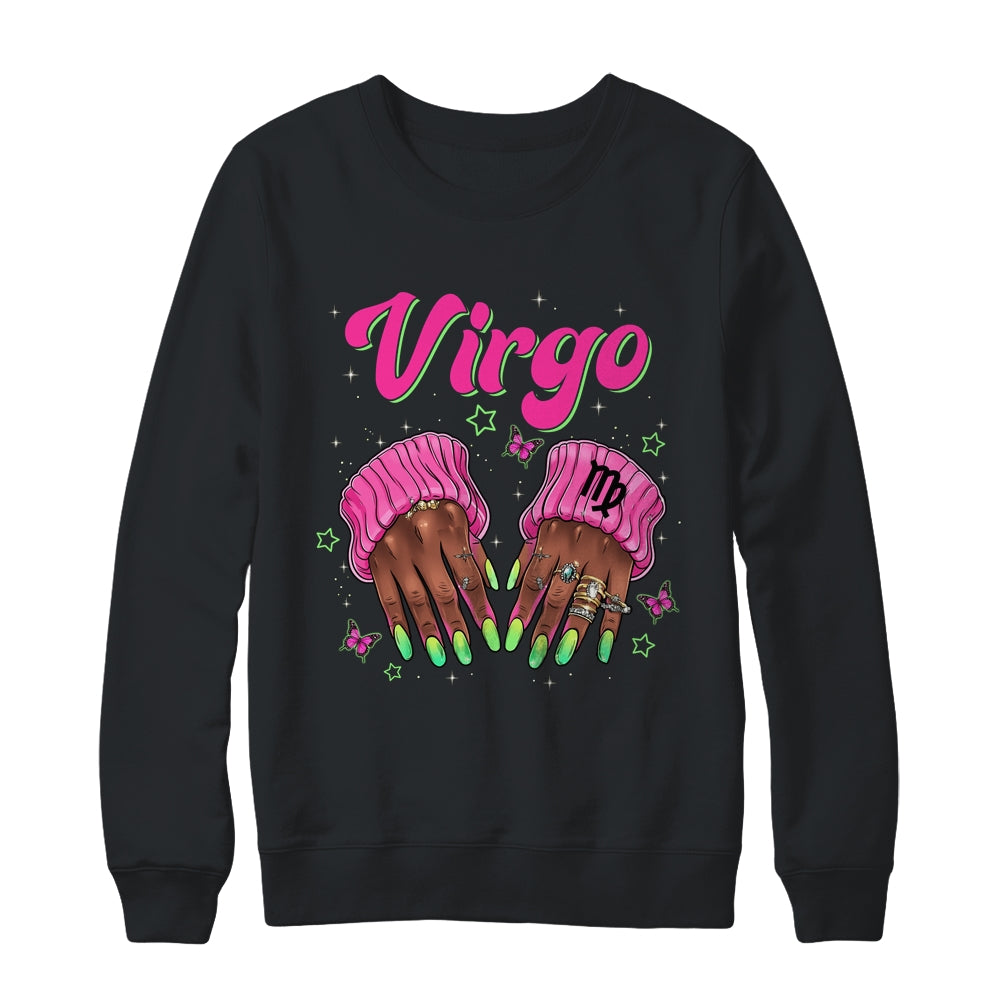 Black Women Nails Zodiac Birthday Virgo Queen September Shirt & Sweatshirt | siriusteestore