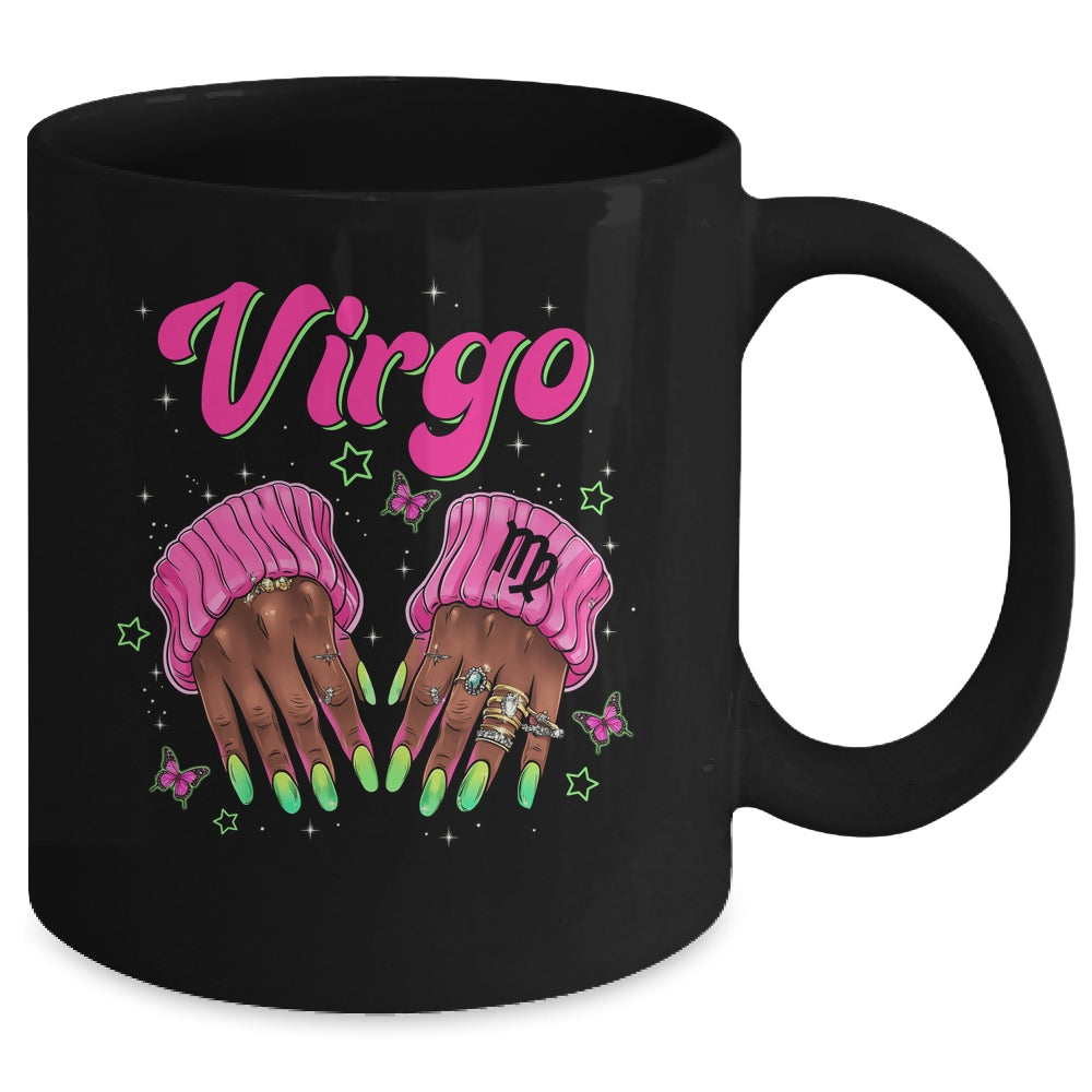 Black Women Nails Zodiac Birthday Virgo Queen September Mug | siriusteestore