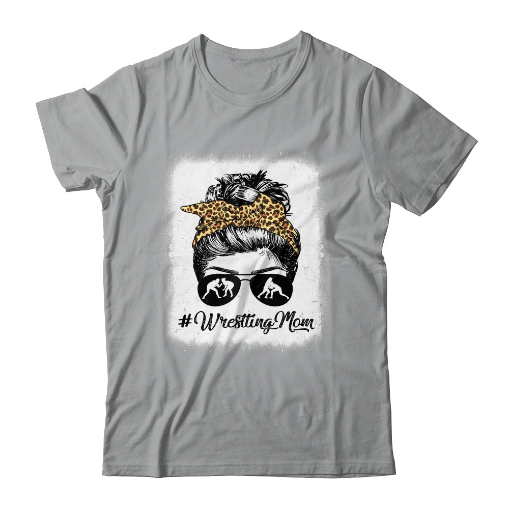 Bleached Life Wrestling Mom Women Leopard Messy Bun Glasses Shirt & Tank Top | siriusteestore