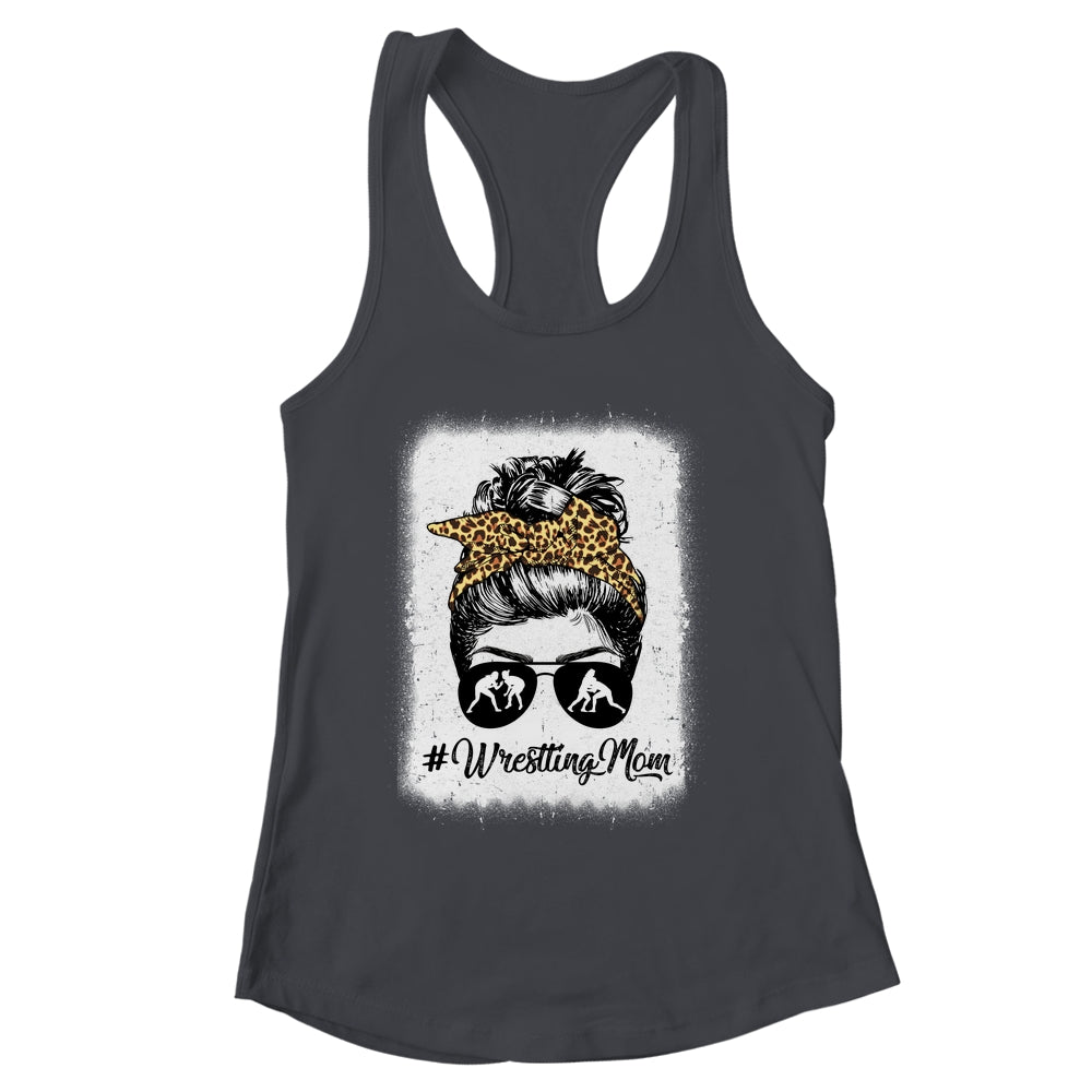 Bleached Life Wrestling Mom Women Leopard Messy Bun Glasses Shirt & Tank Top | siriusteestore