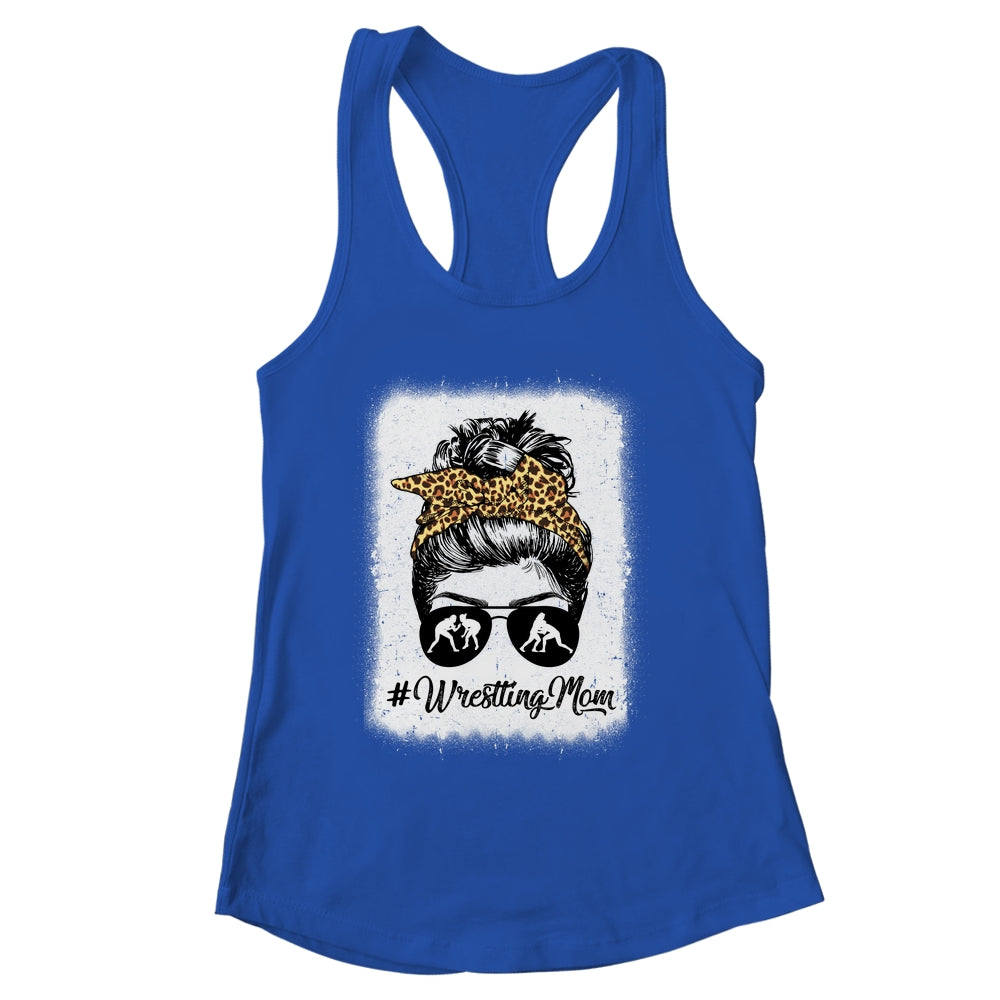 Bleached Life Wrestling Mom Women Leopard Messy Bun Glasses Shirt & Tank Top | siriusteestore