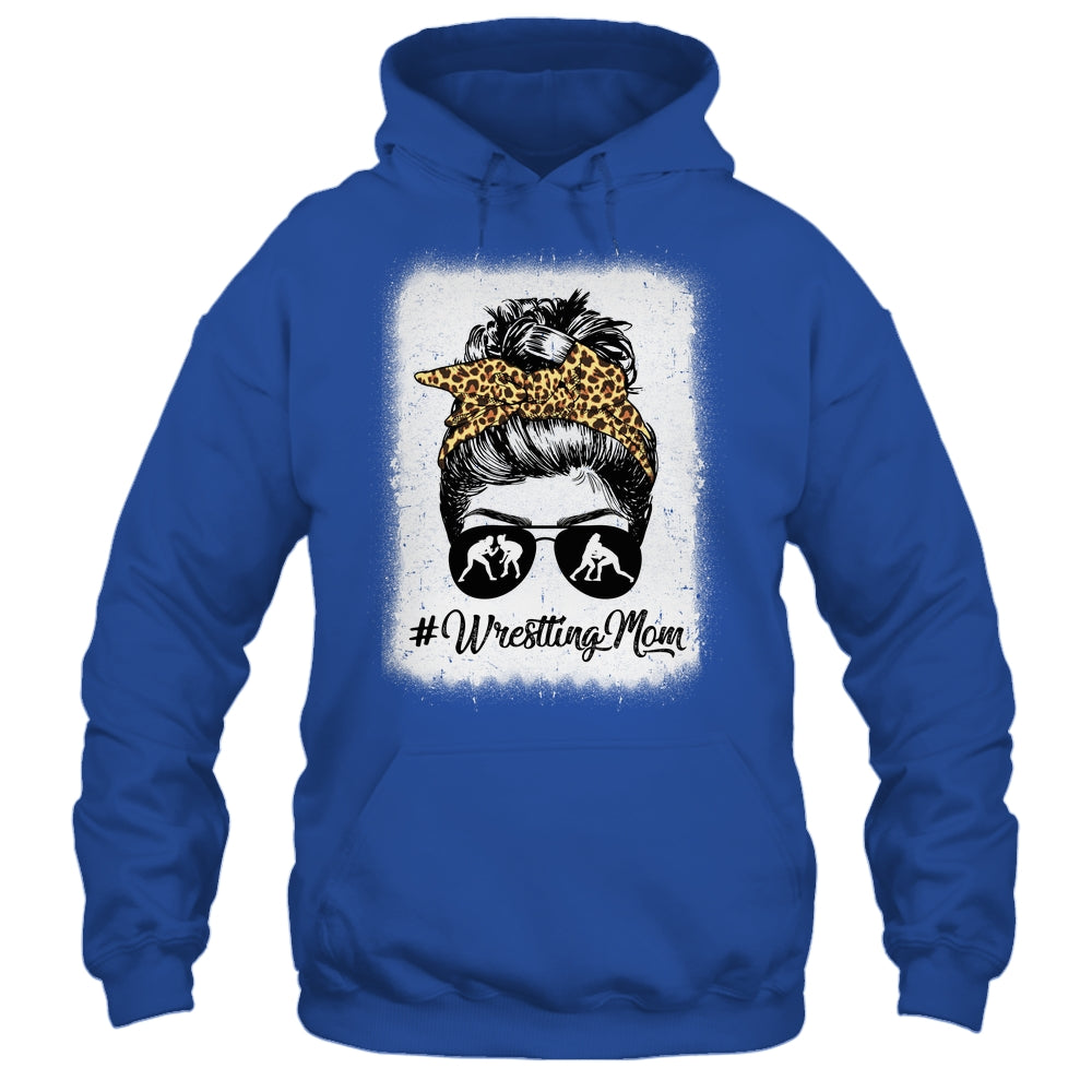 Bleached Life Wrestling Mom Women Leopard Messy Bun Glasses Shirt & Tank Top | siriusteestore