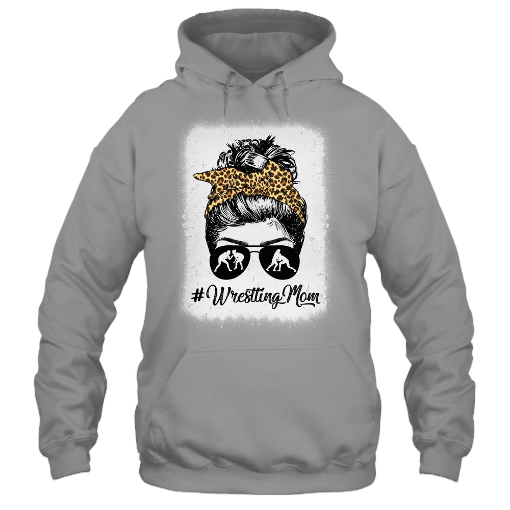 Bleached Life Wrestling Mom Women Leopard Messy Bun Glasses Shirt & Tank Top | siriusteestore