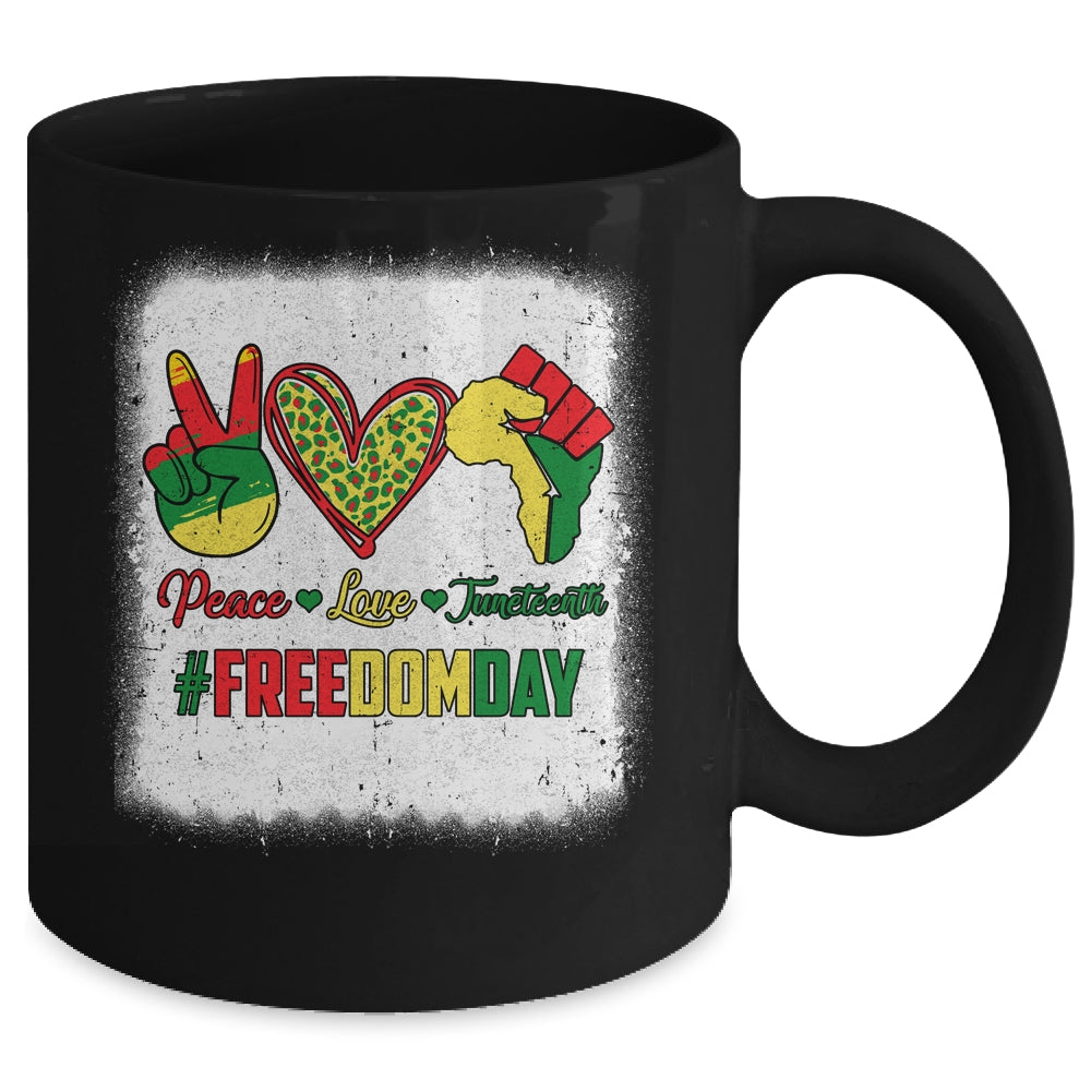 Bleached Peace Love Juneteenth 1865 Freedom Day African Mug | siriusteestore