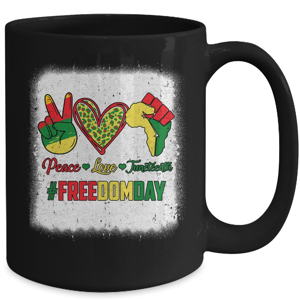 Bleached Peace Love Juneteenth 1865 Freedom Day African Mug | siriusteestore