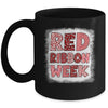 Bleached Red Ribbon Week Leopard We Wear Red For Awareness Mug | siriusteestore