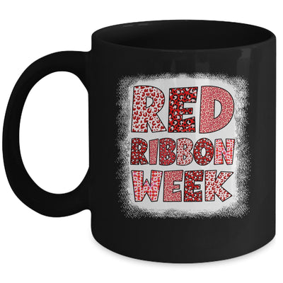 Bleached Red Ribbon Week Leopard We Wear Red For Awareness Mug | siriusteestore