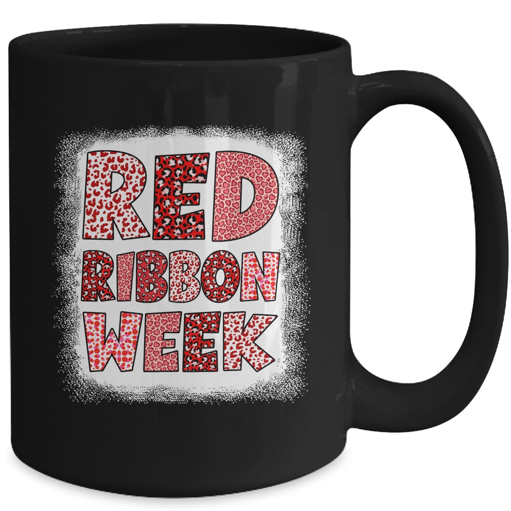Bleached Red Ribbon Week Leopard We Wear Red For Awareness Mug | siriusteestore