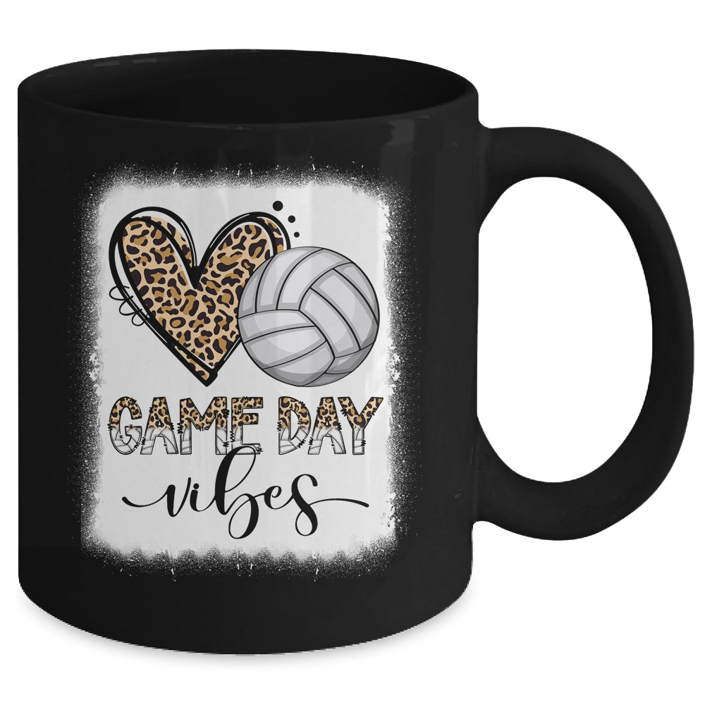 Bleached Volleyball Game Day Vibes Volleyball Mom Leopard Mug | siriusteestore