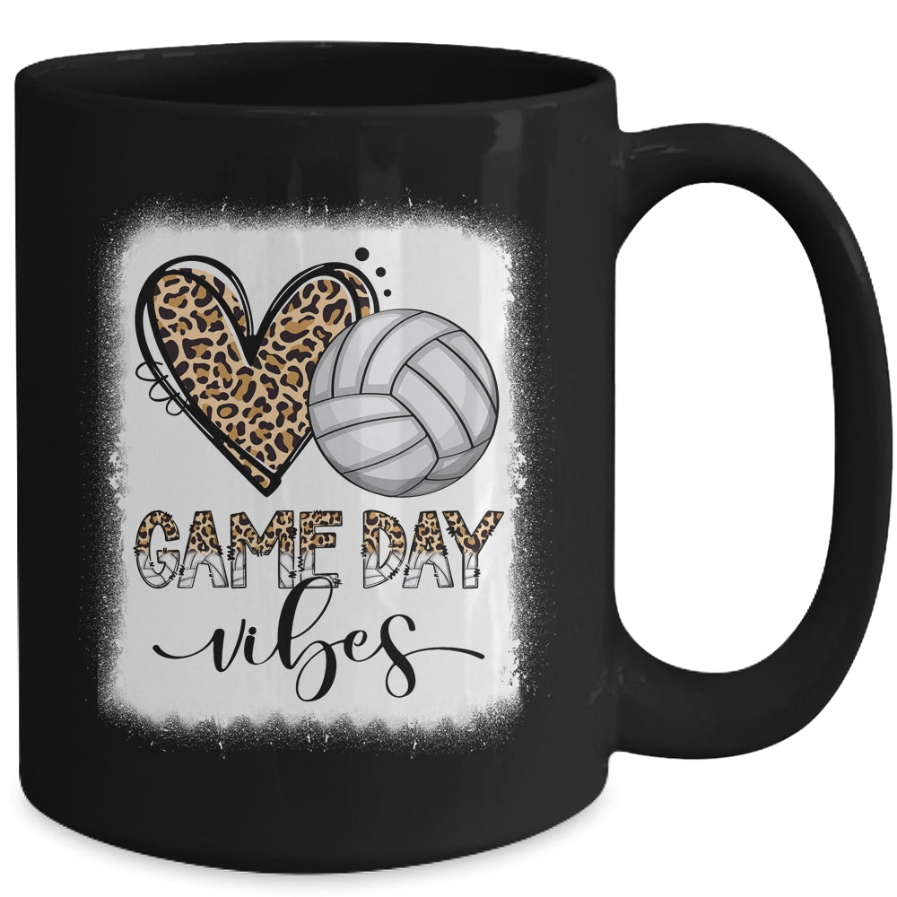 Bleached Volleyball Game Day Vibes Volleyball Mom Leopard Mug | siriusteestore