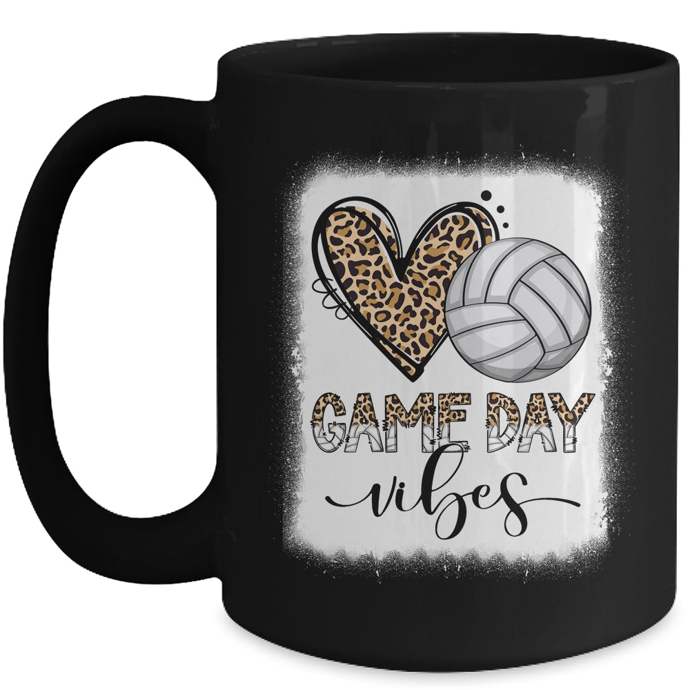Bleached Volleyball Game Day Vibes Volleyball Mom Leopard Mug | siriusteestore