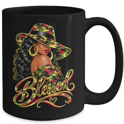 Blessed African American Black Woman Camo Hat Christian Mug | siriusteestore