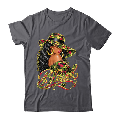 Blessed African American Black Woman Camo Hat Christian Shirt & Tank Top | siriusteestore