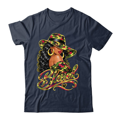 Blessed African American Black Woman Camo Hat Christian Shirt & Tank Top | siriusteestore