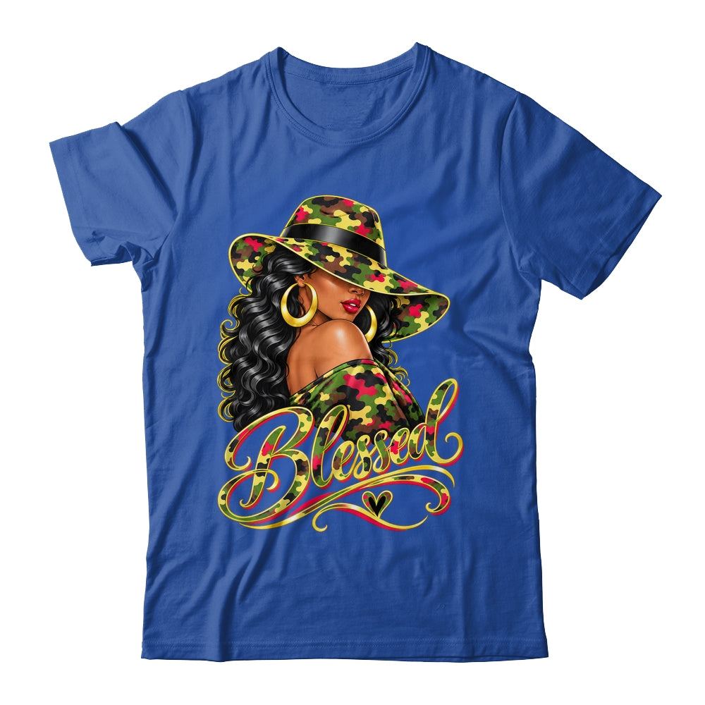Blessed African American Black Woman Camo Hat Christian Shirt & Tank Top | siriusteestore