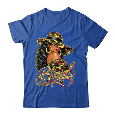 Blessed African American Black Woman Camo Hat Christian Shirt & Tank Top | siriusteestore