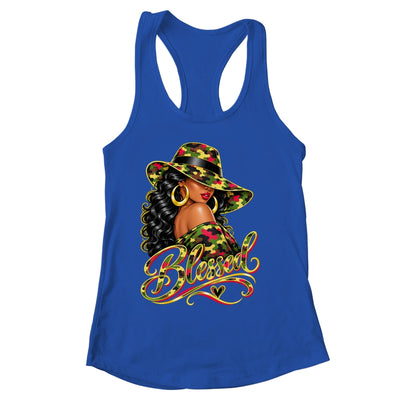 Blessed African American Black Woman Camo Hat Christian Shirt & Tank Top | siriusteestore