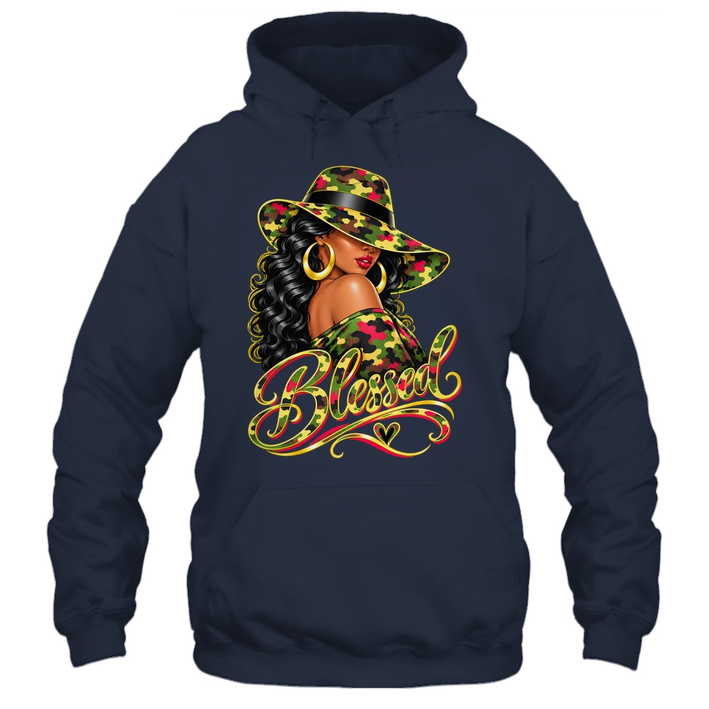 Blessed African American Black Woman Camo Hat Christian Shirt & Tank Top | siriusteestore