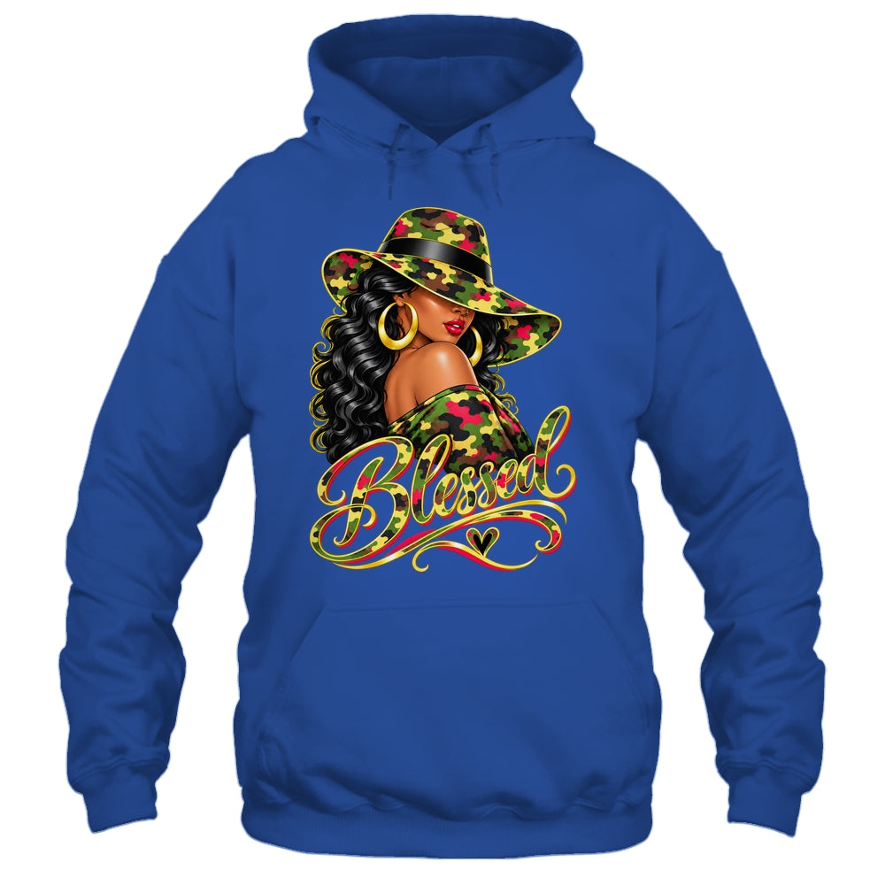 Blessed African American Black Woman Camo Hat Christian Shirt & Tank Top | siriusteestore