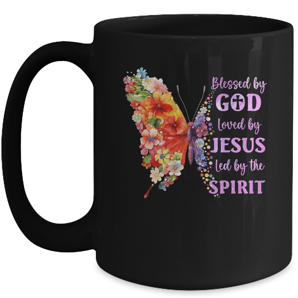 Blessed By God Loved By Jesus Butterfly Christian Women Girl Mug | siriusteestore