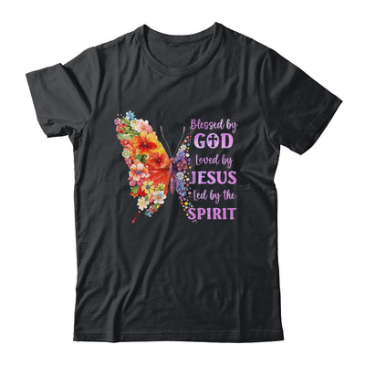 Blessed By God Loved By Jesus Butterfly Christian Women Girl Shirt & Tank Top | siriusteestore