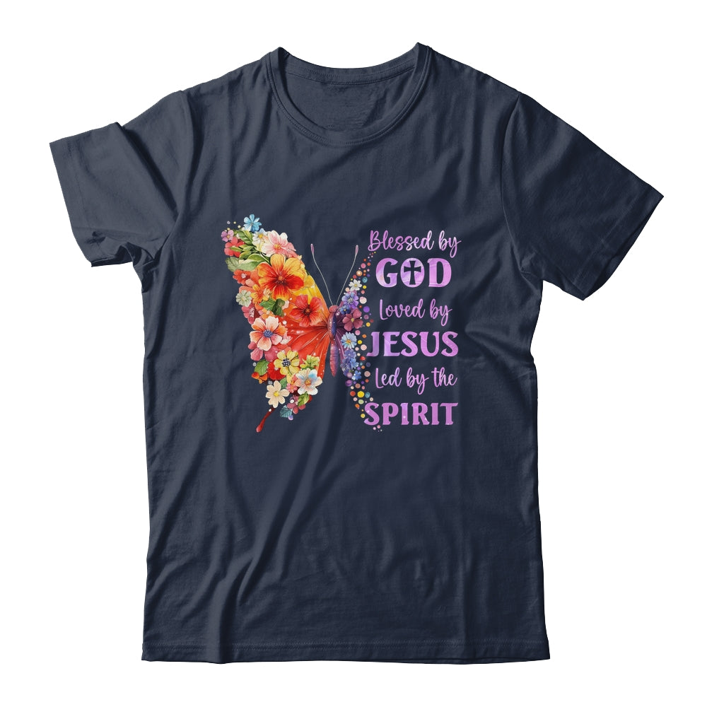 Blessed By God Loved By Jesus Butterfly Christian Women Girl Shirt & Tank Top | siriusteestore