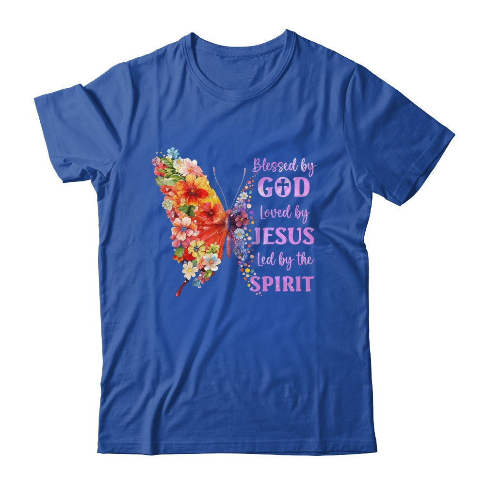 Blessed By God Loved By Jesus Butterfly Christian Women Girl Shirt & Tank Top | siriusteestore