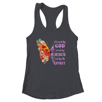Blessed By God Loved By Jesus Butterfly Christian Women Girl Shirt & Tank Top | siriusteestore