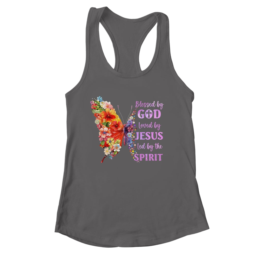 Blessed By God Loved By Jesus Butterfly Christian Women Girl Shirt & Tank Top | siriusteestore