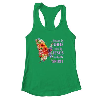 Blessed By God Loved By Jesus Butterfly Christian Women Girl Shirt & Tank Top | siriusteestore