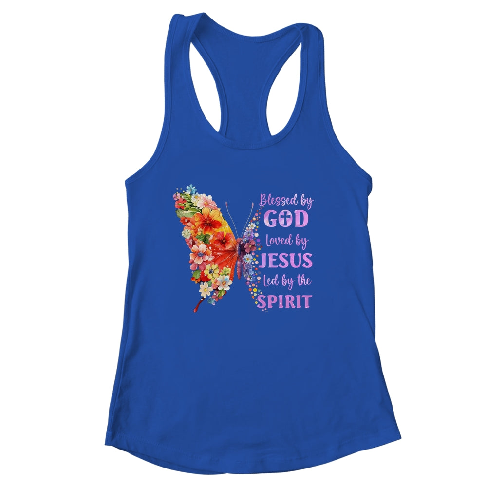 Blessed By God Loved By Jesus Butterfly Christian Women Girl Shirt & Tank Top | siriusteestore