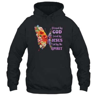 Blessed By God Loved By Jesus Butterfly Christian Women Girl Shirt & Tank Top | siriusteestore