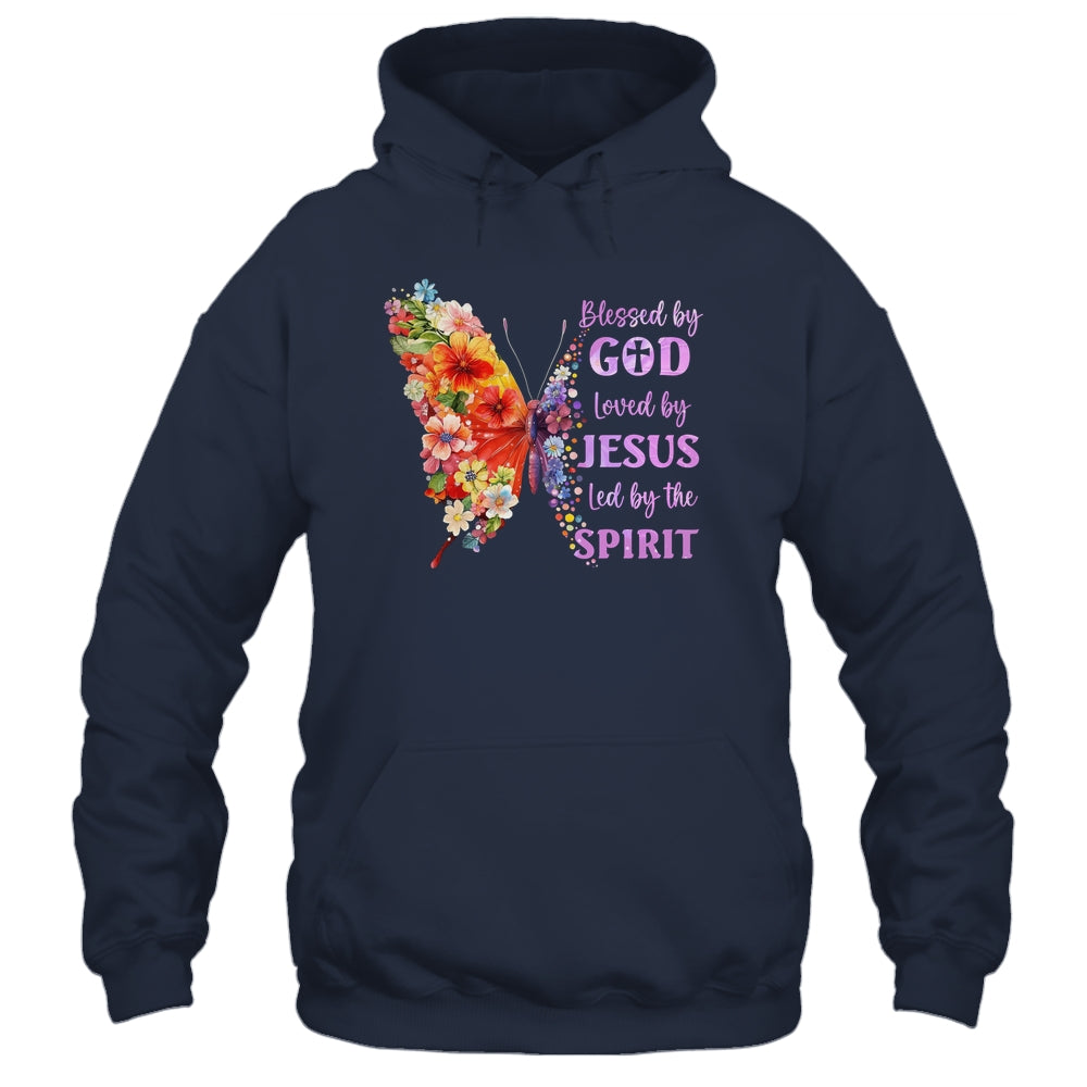 Blessed By God Loved By Jesus Butterfly Christian Women Girl Shirt & Tank Top | siriusteestore