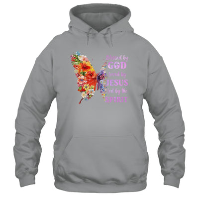 Blessed By God Loved By Jesus Butterfly Christian Women Girl Shirt & Tank Top | siriusteestore