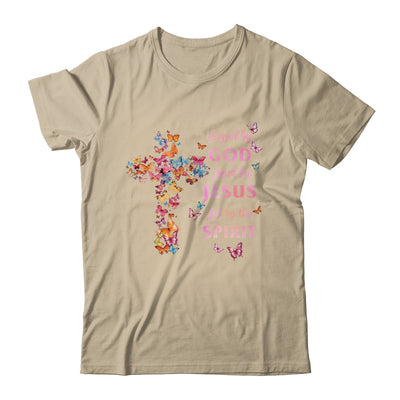 Blessed By God Loved By Jesus Butterfly Cross Christian Shirt & Tank Top | siriusteestore