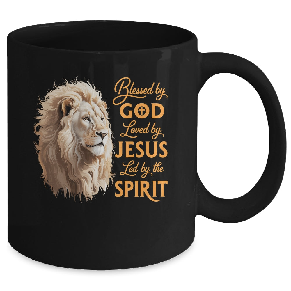 Blessed By God Loved By Jesus Christian Lion For Men Women Mug | siriusteestore