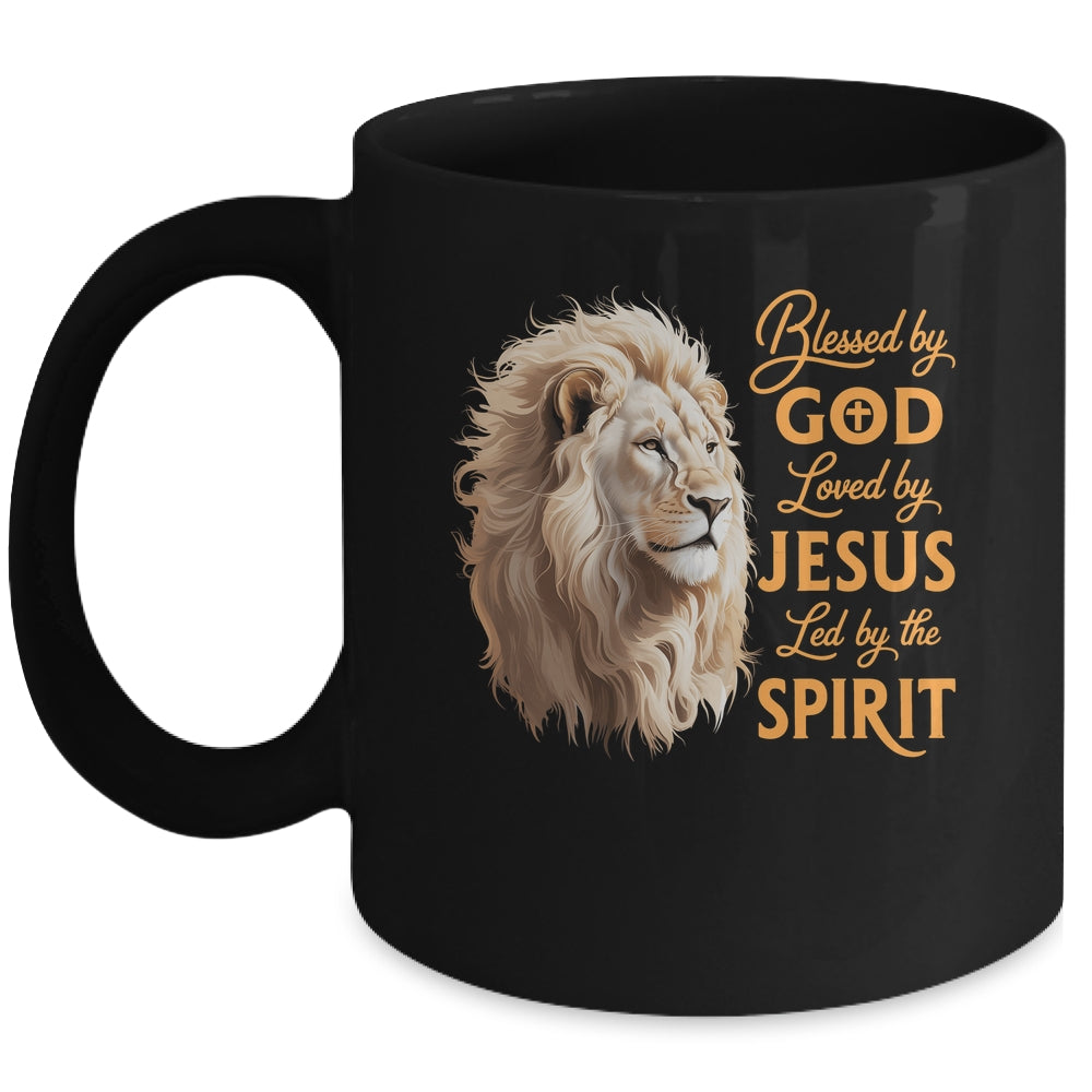 Blessed By God Loved By Jesus Christian Lion For Men Women Mug | siriusteestore