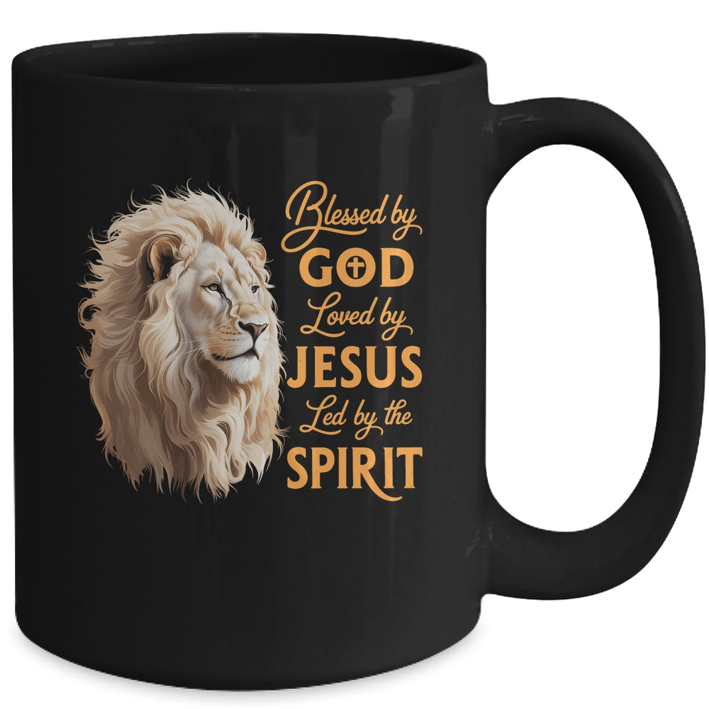 Blessed By God Loved By Jesus Christian Lion For Men Women Mug | siriusteestore