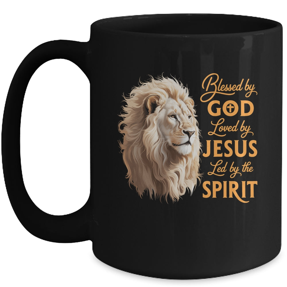 Blessed By God Loved By Jesus Christian Lion For Men Women Mug | siriusteestore